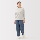 婦人　天竺編みボートネック七分袖Ｔシャツ