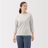 婦人　天竺編みボートネック七分袖Ｔシャツ