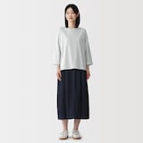 婦人　天竺編みボートネック七分袖Ｔシャツ