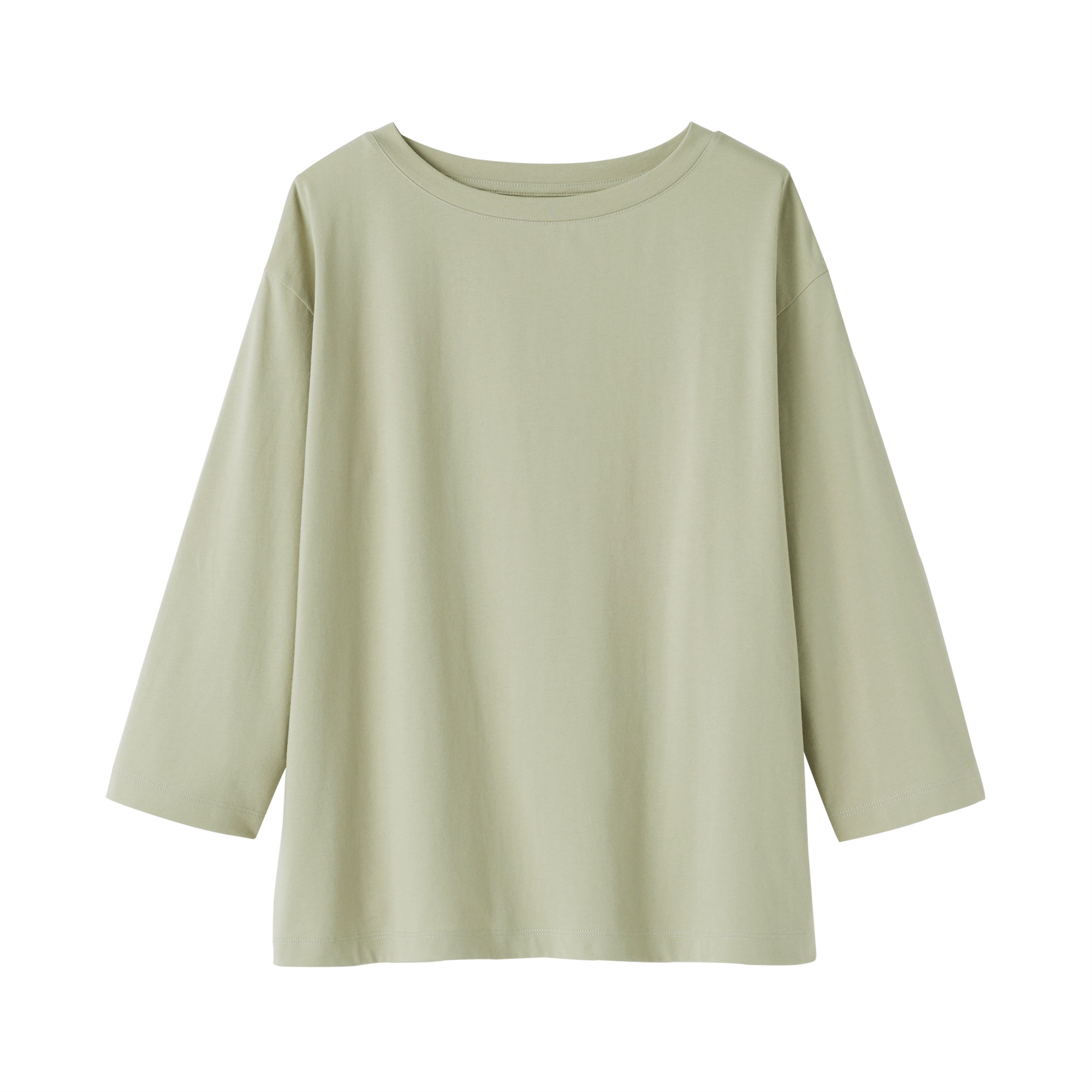 婦人　天竺編みボートネック七分袖Ｔシャツ