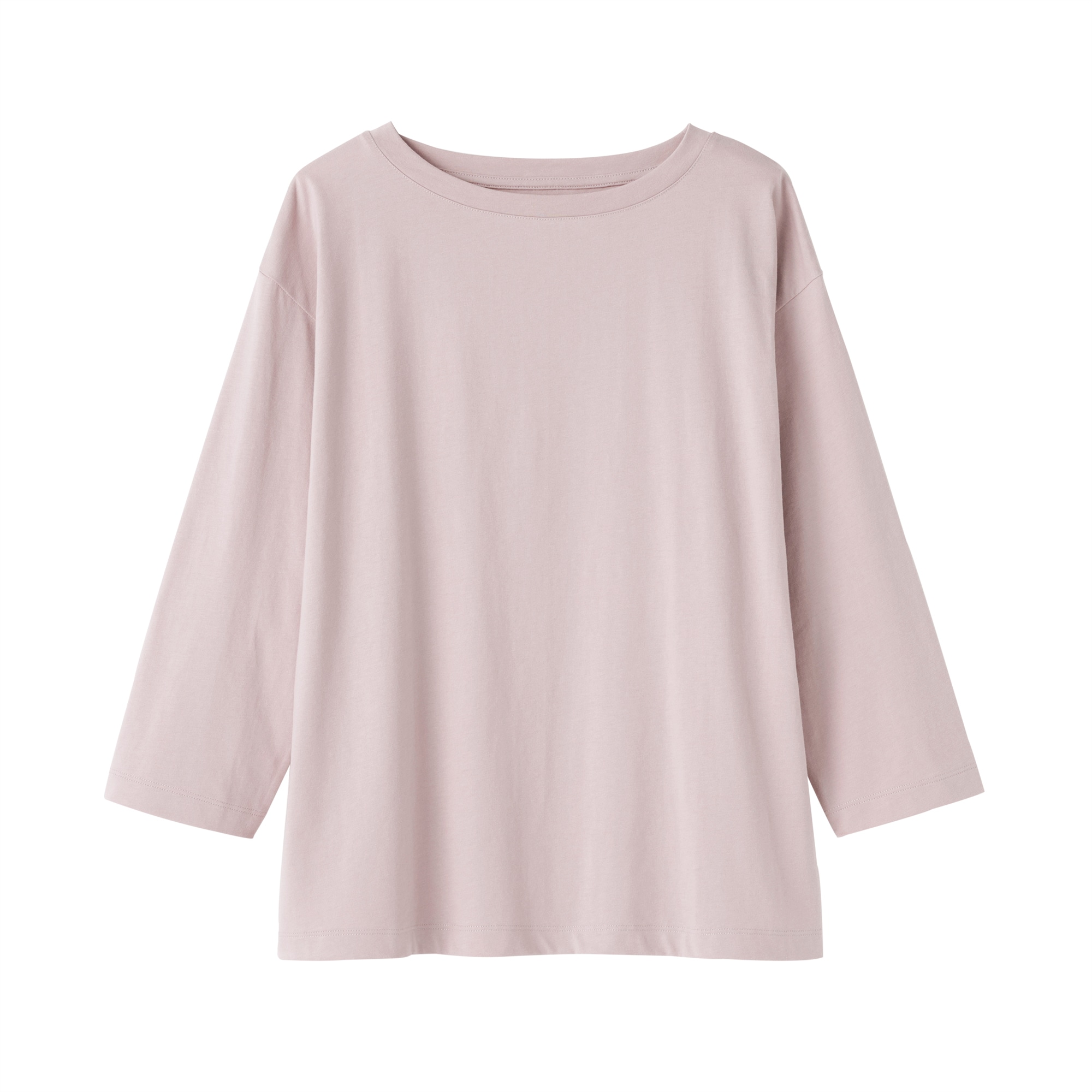 婦人　天竺編みボートネック七分袖Ｔシャツ