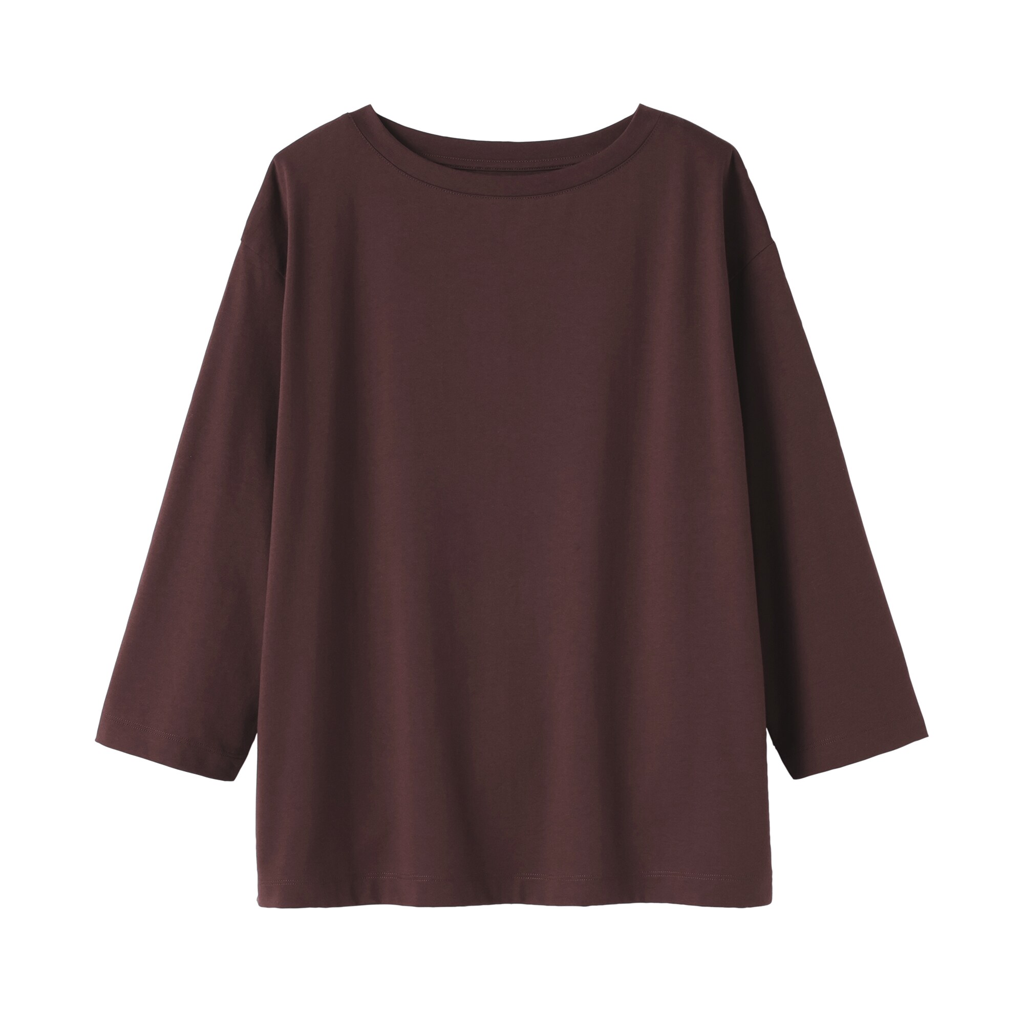 婦人　天竺編みボートネック七分袖Ｔシャツ