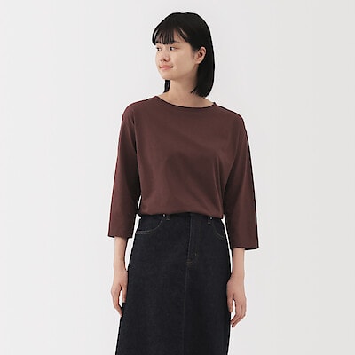 【７月中旬発売予定】婦人　天竺編みボートネック七分袖Ｔシャツ