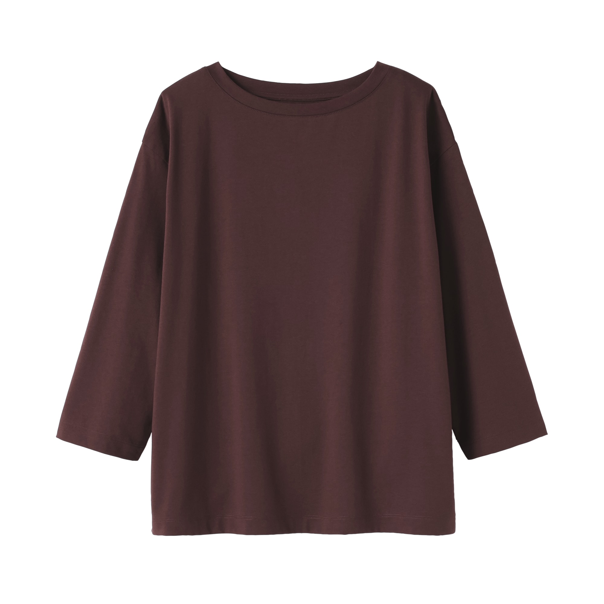 婦人　天竺編みボートネック七分袖Ｔシャツ