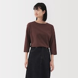 婦人　天竺編みボートネック七分袖Ｔシャツ