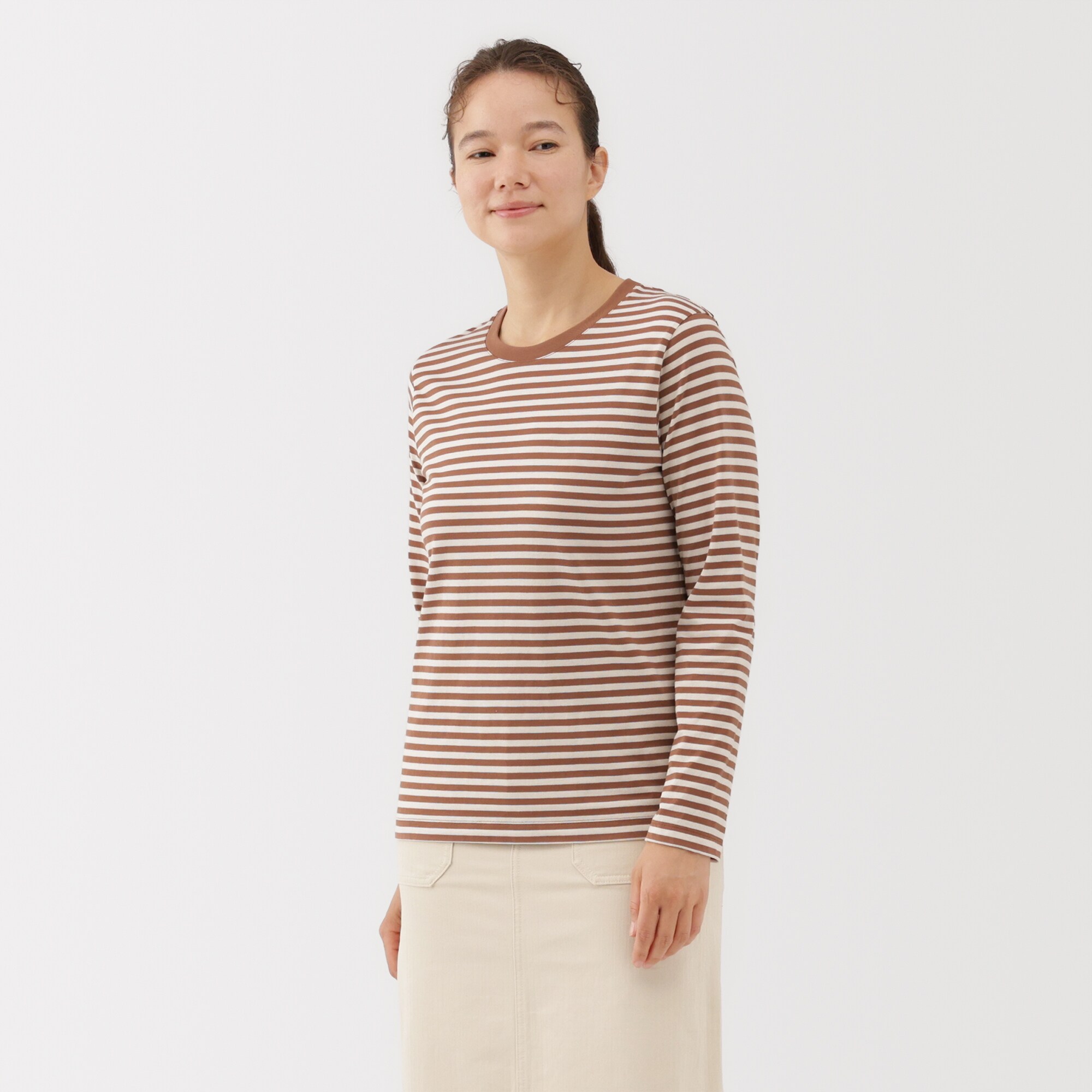 婦人　天竺編みクルーネック長袖Ｔシャツ