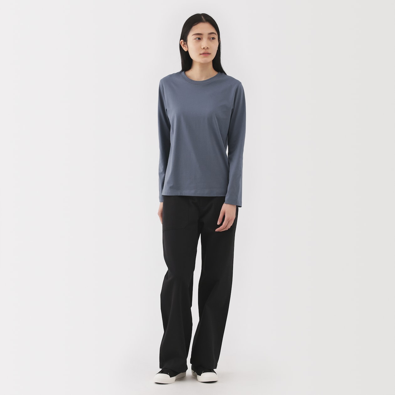 婦人　天竺編みクルーネック長袖Ｔシャツ