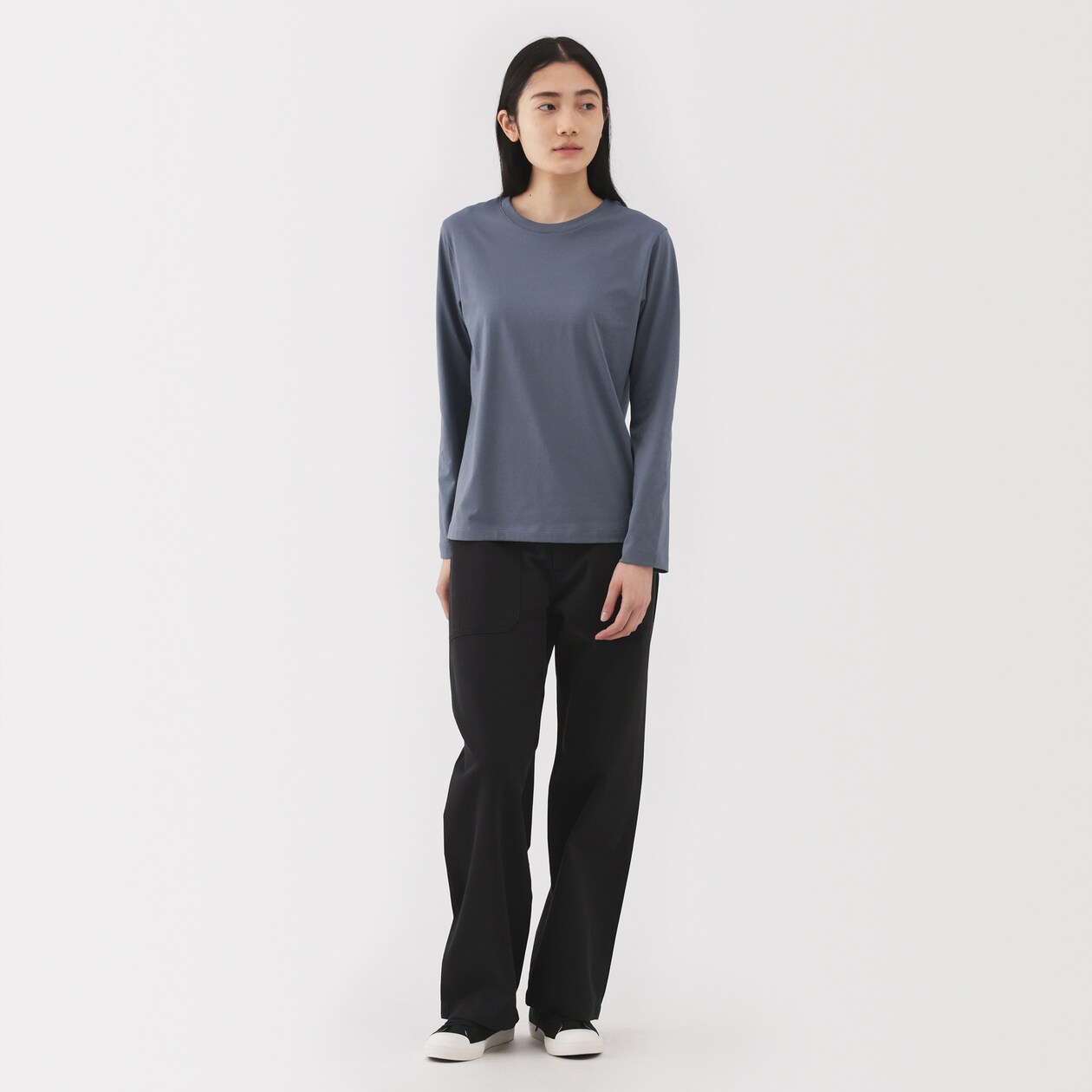 婦人　天竺編みクルーネック長袖Ｔシャツ