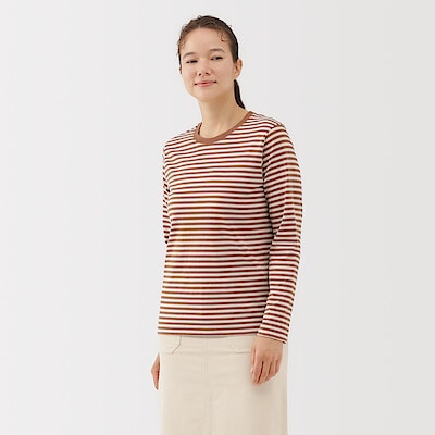 婦人　天竺編みクルーネック長袖Ｔシャツ