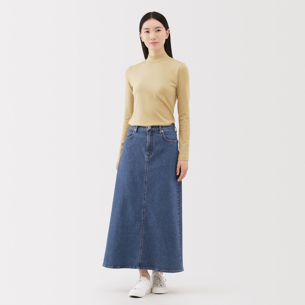 婦人　起毛フライス編みハイネック長袖Ｔシャツ