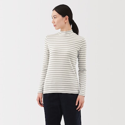 婦人　起毛フライス編みハイネック長袖Ｔシャツ