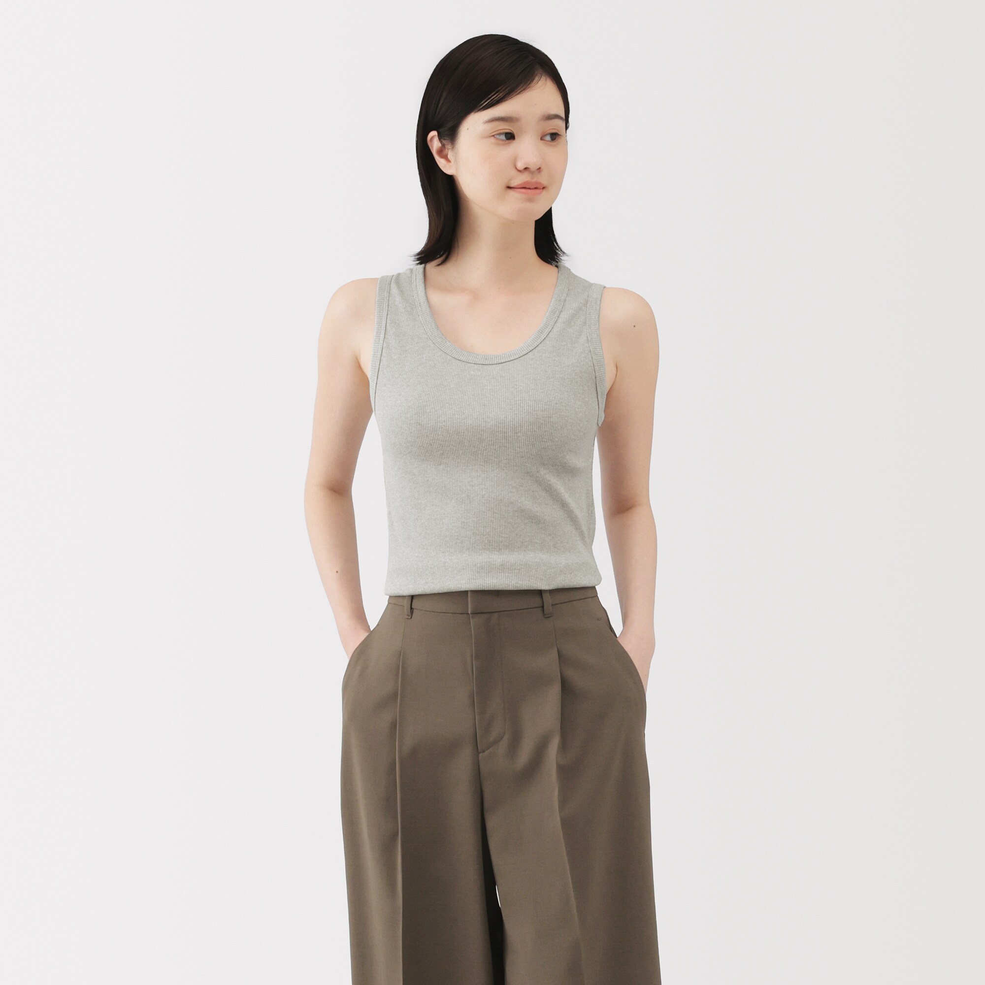 婦人　ストレッチリブ編みタンクトップ（ＡＳＥＡＮ）
