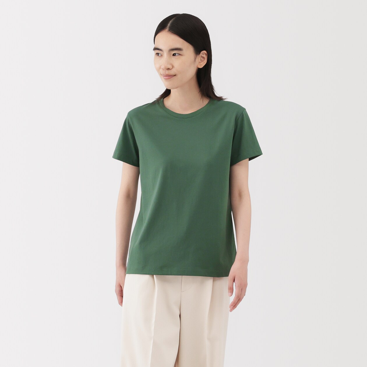 婦人　天竺編みクルーネック半袖Ｔシャツ