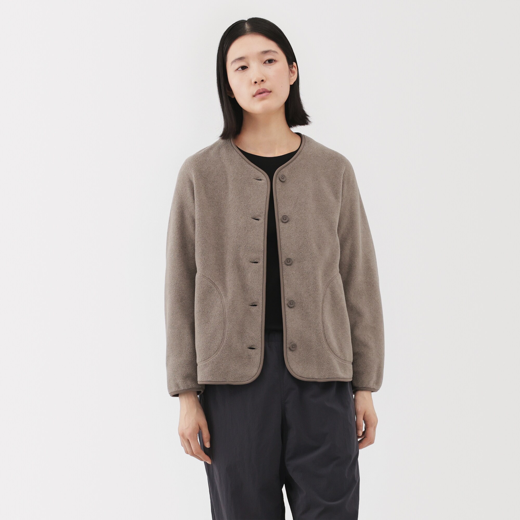 婦人　素材に還るフリースカーディガン