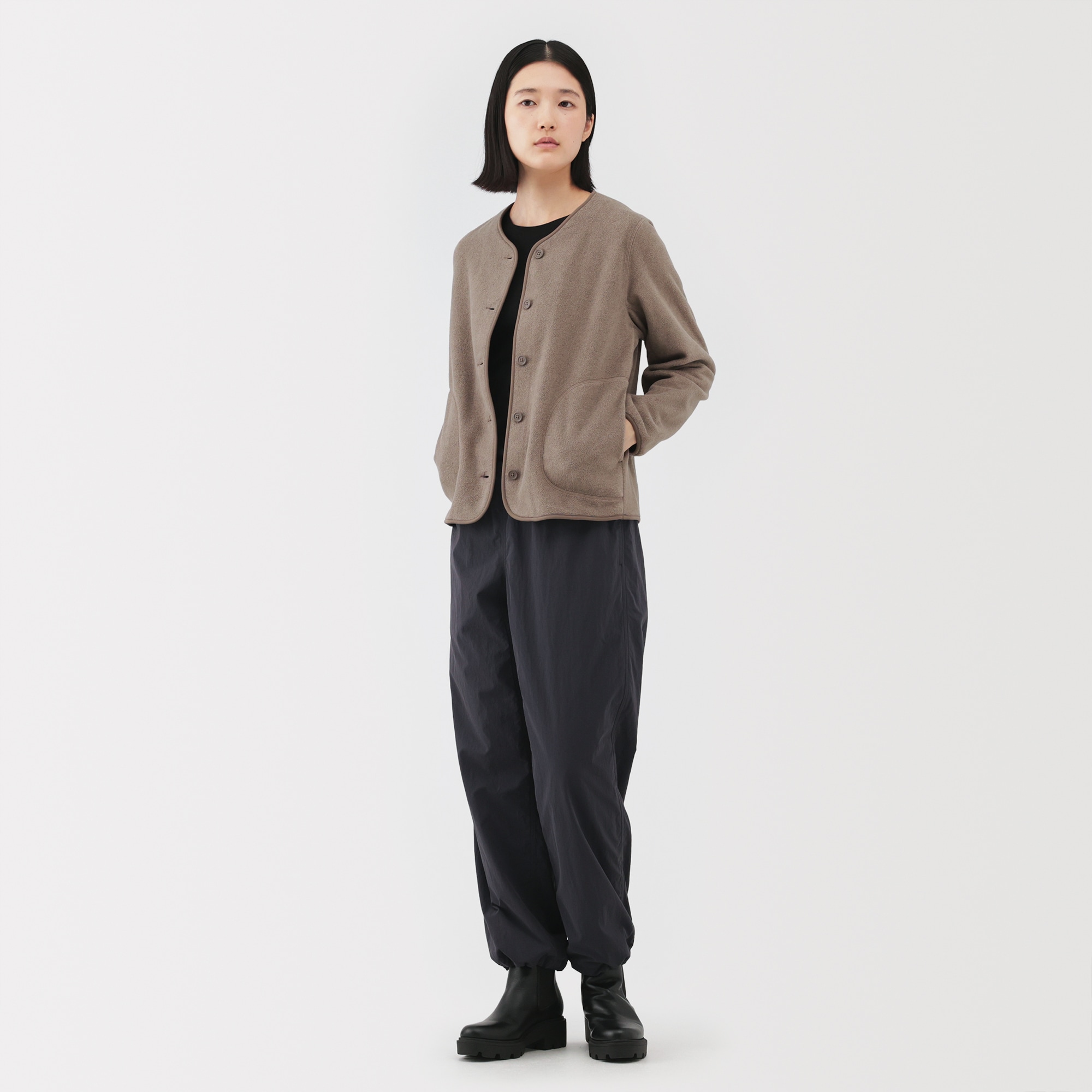 婦人　素材に還るフリースカーディガン
