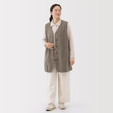 婦人　素材に還るフリースロングベスト