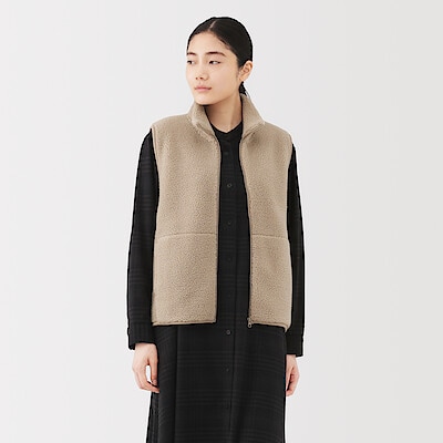 婦人　ボアフリースベスト