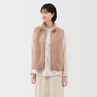 婦人　ボアフリースベスト