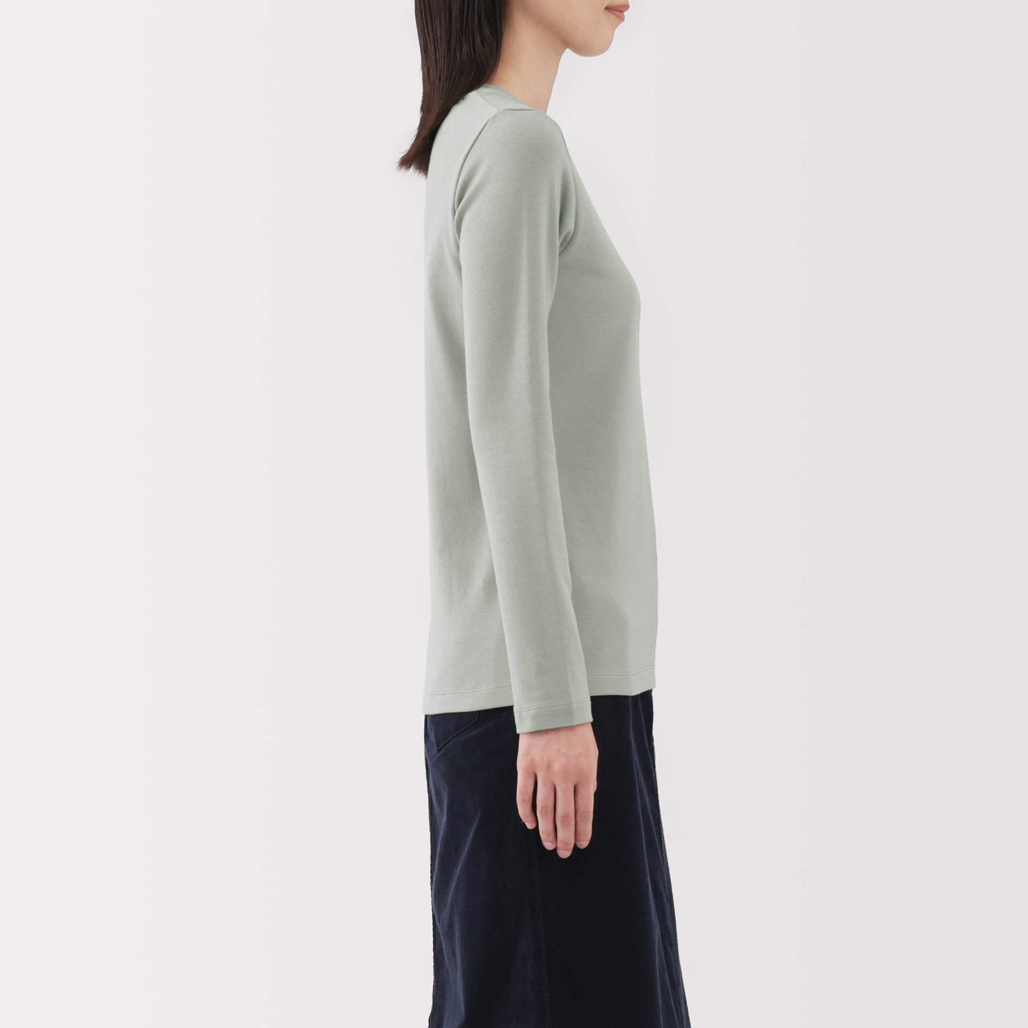 婦人　起毛フライス編みクルーネック長袖Ｔシャツ