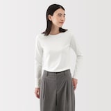 婦人　起毛フライス編みクルーネック長袖Ｔシャツ