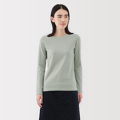 婦人　起毛フライス編みクルーネック長袖Ｔシャツ