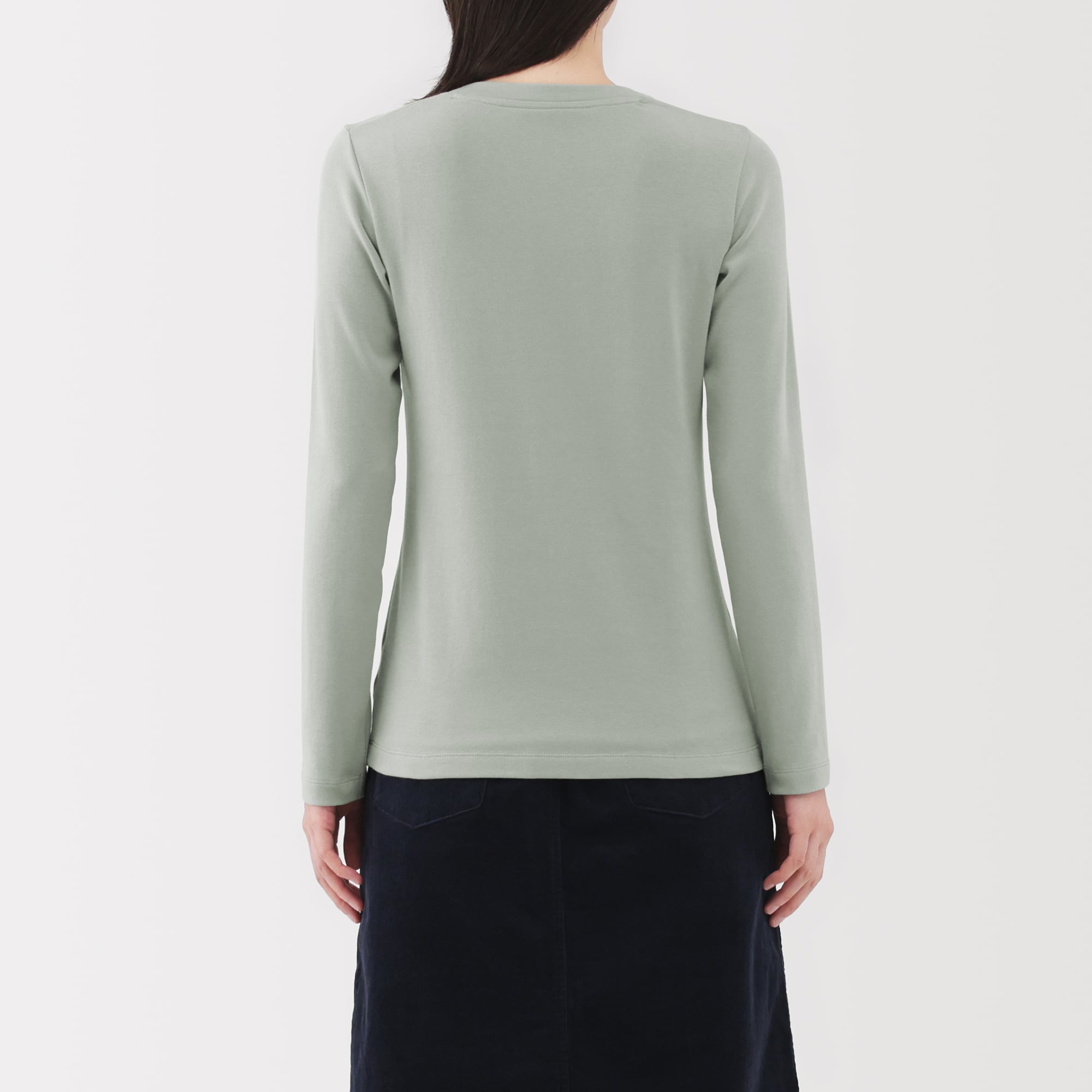 婦人　起毛フライス編みクルーネック長袖Ｔシャツ