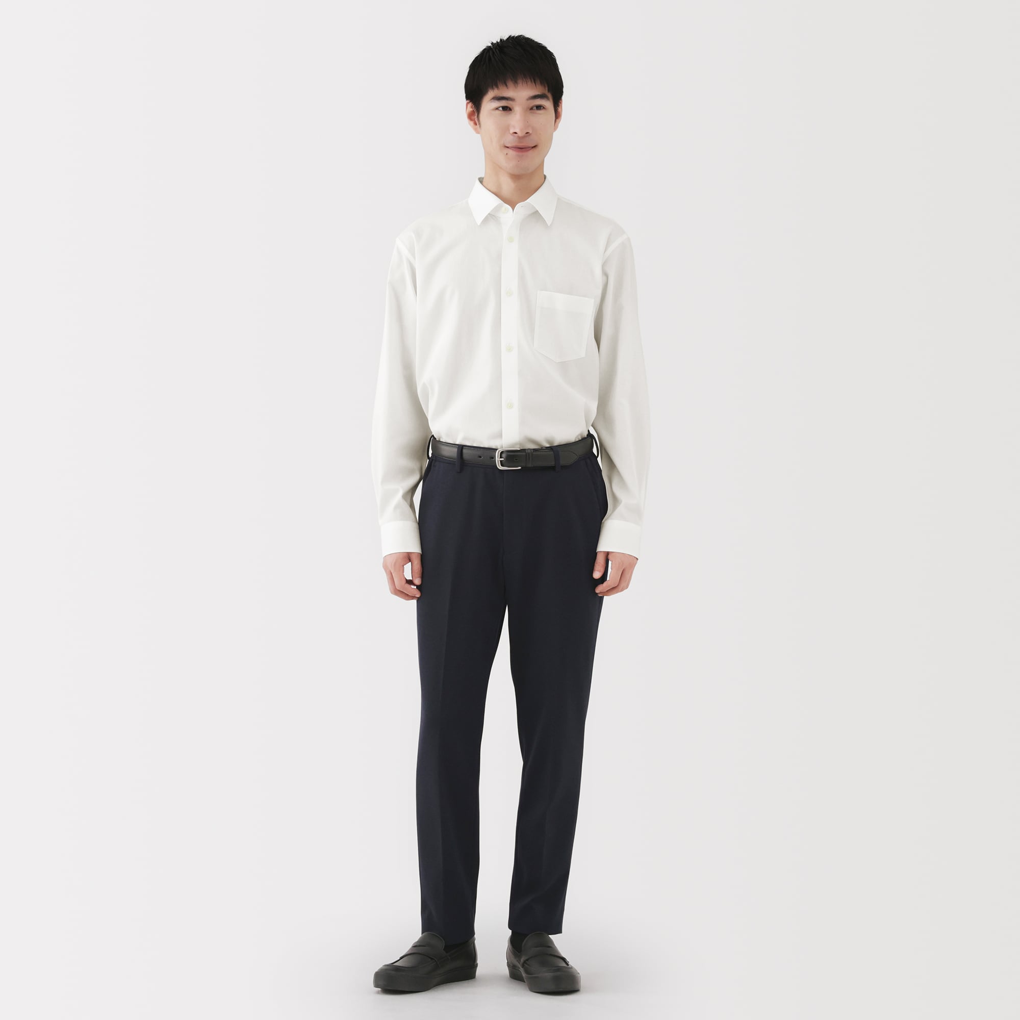 無印良品 シャツ 紳士 洗いざらしオックススタンドカラー長袖シャツ | 無印良品