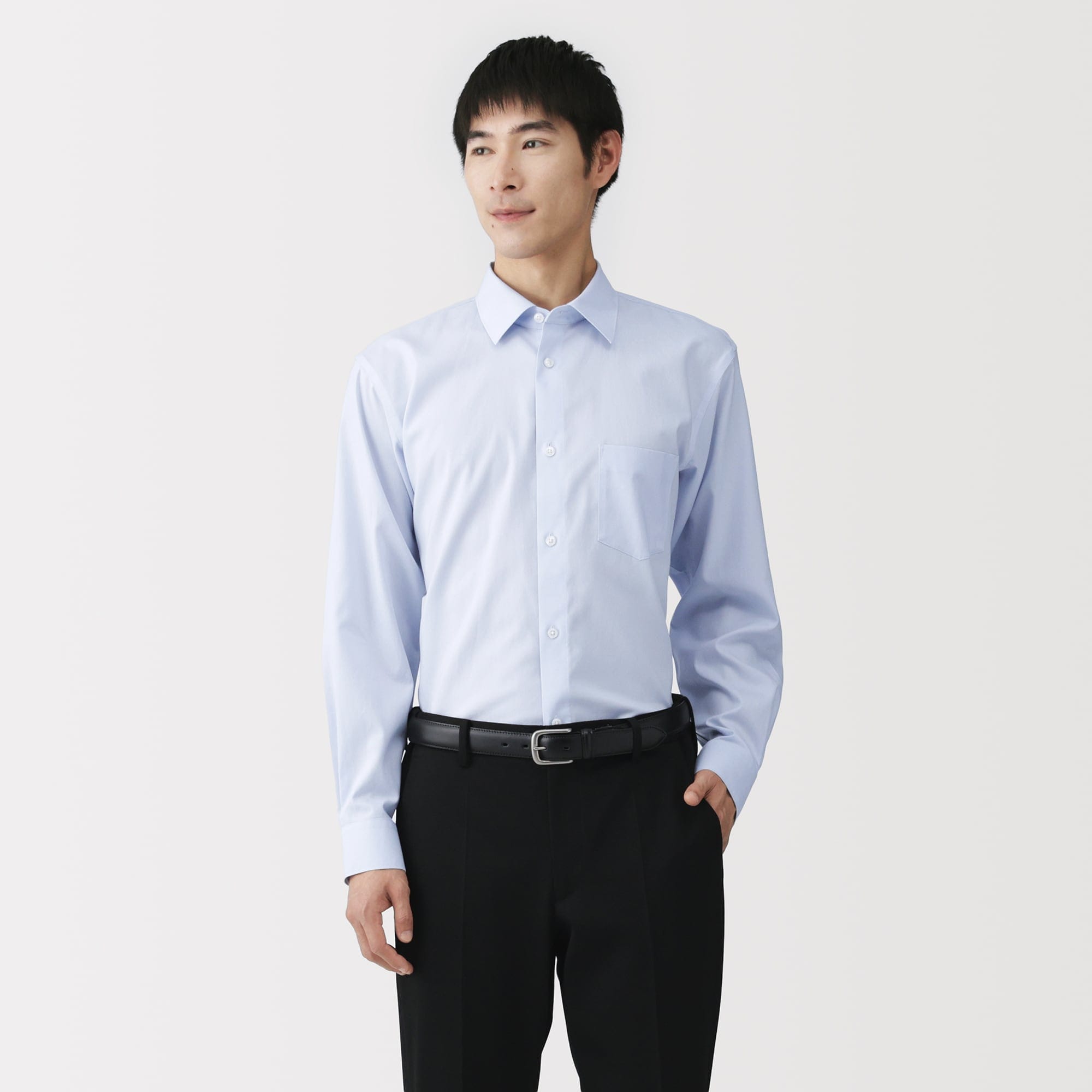 紳士　ノンアイロンセミワイドカラー長袖シャツ
