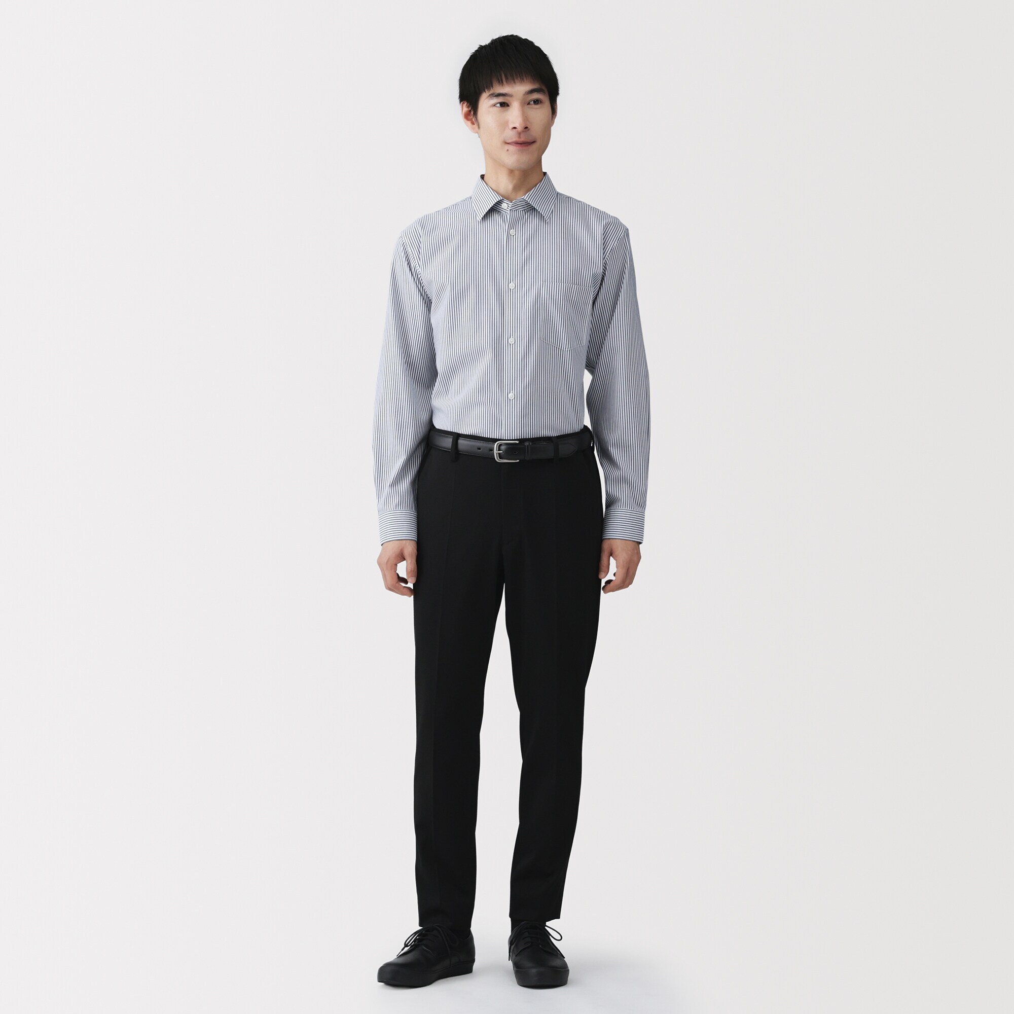 紳士　ノンアイロンセミワイドカラー長袖シャツ