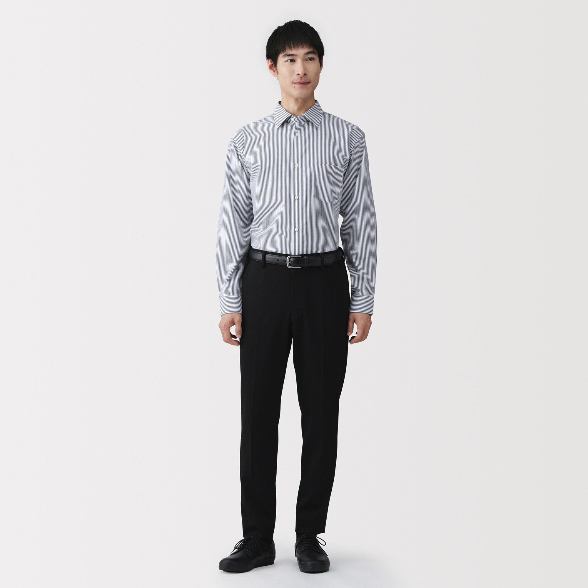 紳士　ノンアイロンセミワイドカラー長袖シャツ