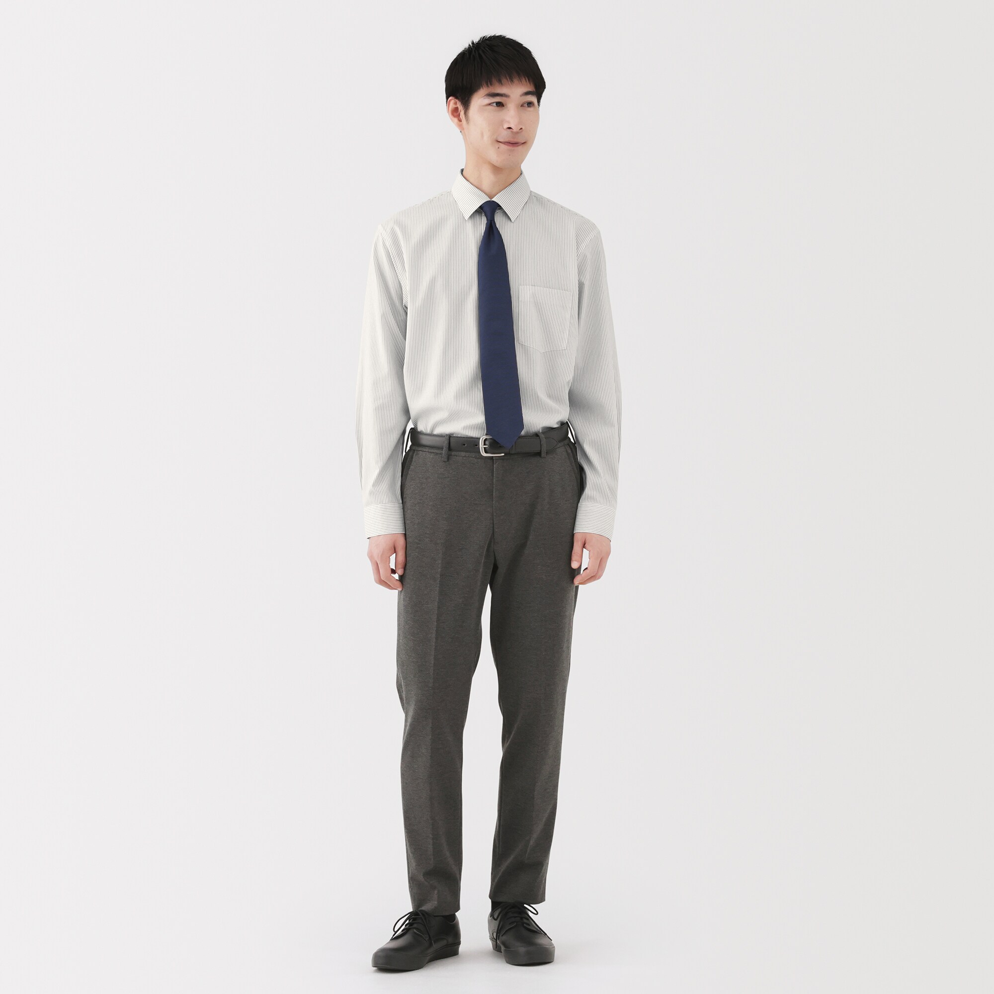 紳士　ノンアイロンセミワイドカラー長袖シャツ