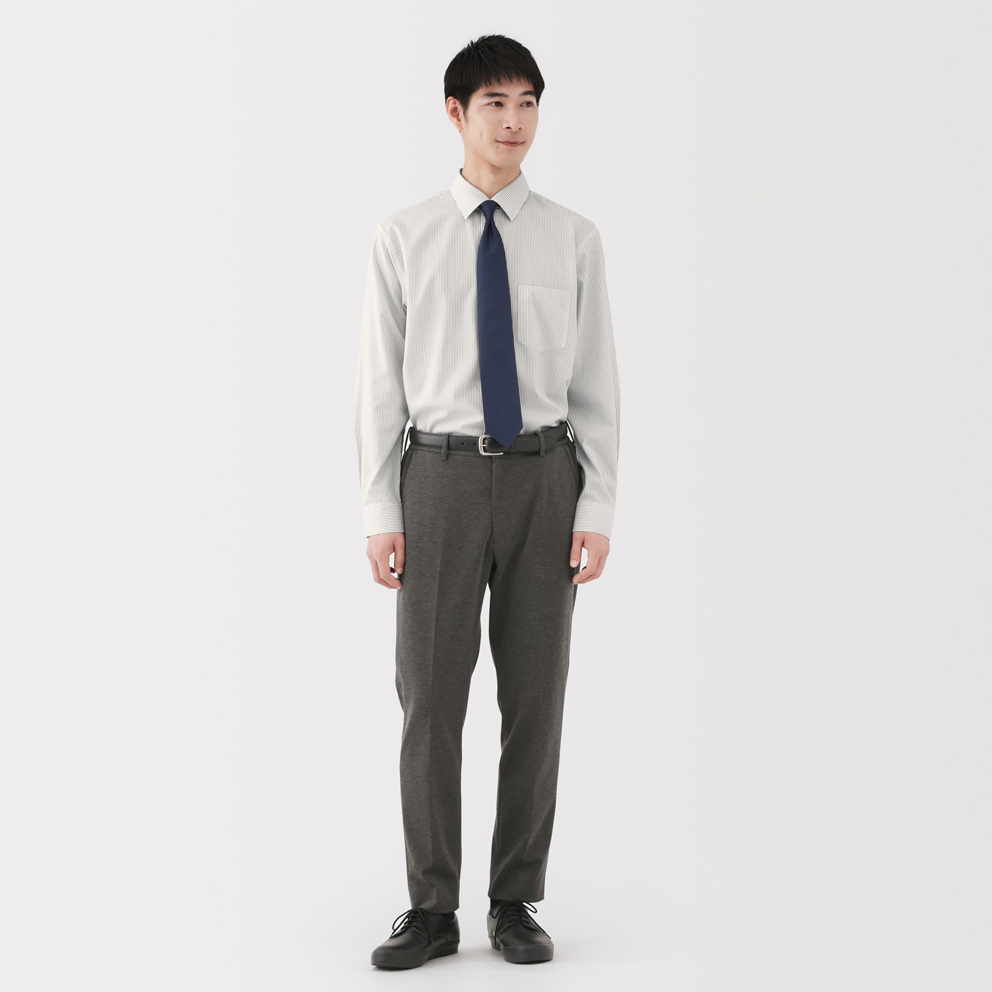 紳士　ノンアイロンセミワイドカラー長袖シャツ