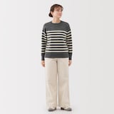 婦人　洗えるミラノリブ編みクルーネックセーター