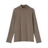 婦人　起毛フライス編みハイネック長袖Ｔシャツ