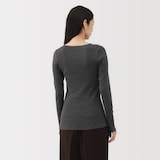 婦人　コットンカシミヤリブクルーネックＴシャツ