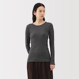 婦人　コットンカシミヤリブクルーネックＴシャツ