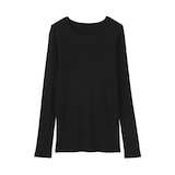 婦人　コットンカシミヤリブクルーネックＴシャツ