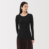 婦人　コットンカシミヤリブクルーネックＴシャツ