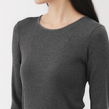 婦人　コットンカシミヤリブクルーネックＴシャツ