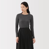 婦人　コットンカシミヤクルーネックＴシャツ