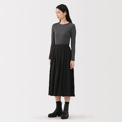 婦人　コットンカシミヤクルーネックＴシャツ