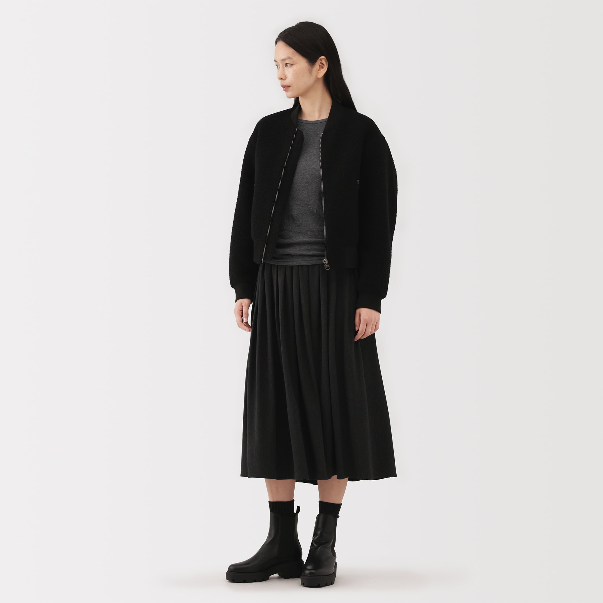 婦人　コットンカシミヤクルーネックＴシャツ