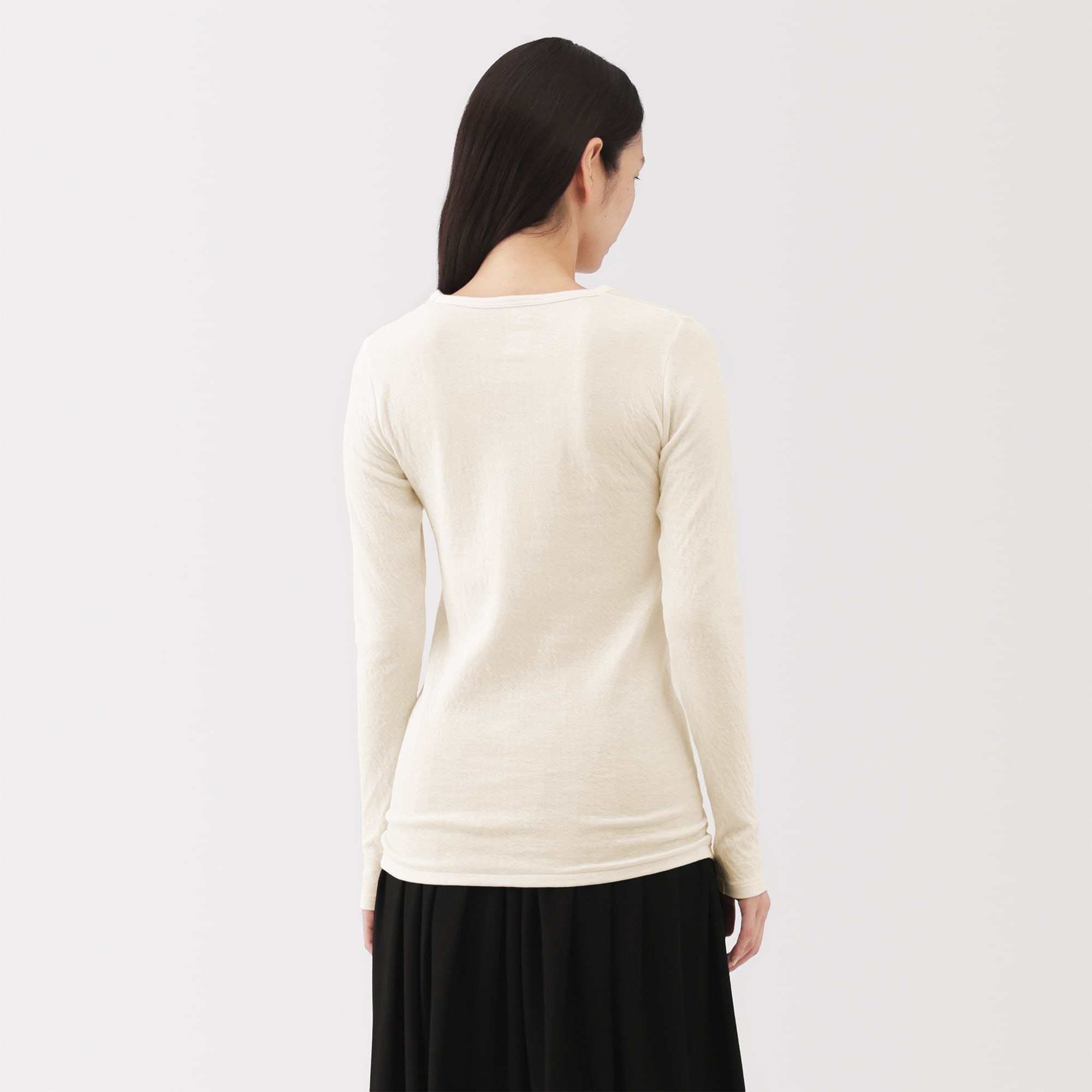 婦人　コットンカシミヤクルーネックＴシャツ