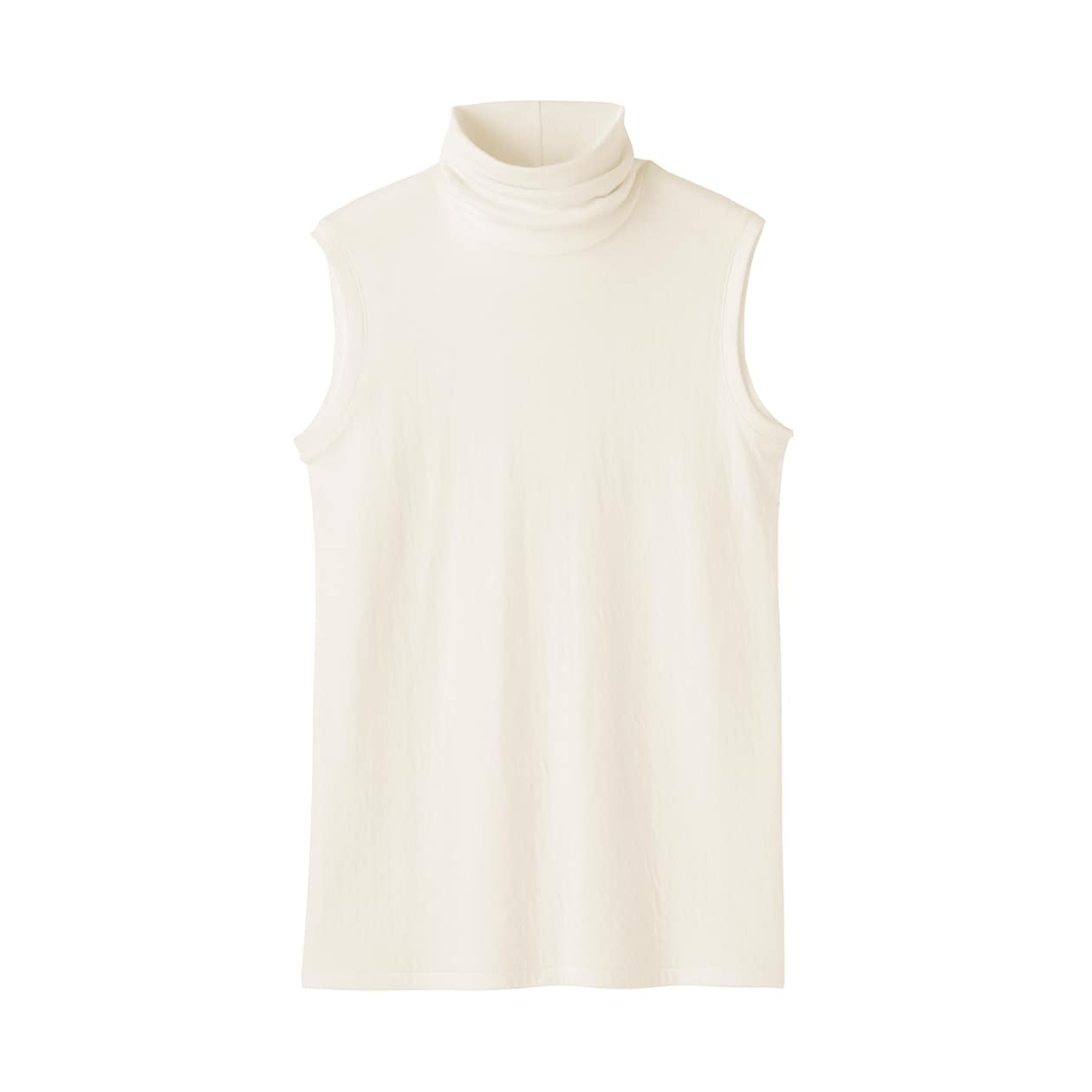 婦人　コットンカシミヤタートルネックノースリーブＴシャツ