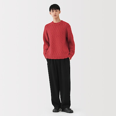 【１０月上旬発売予定】紳士　メリノウールローゲージクルーネックセーター