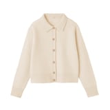 婦人　ヤク混襟付きカーディガン