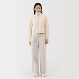 婦人　ヤク混襟付きカーディガン