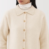 婦人　ヤク混襟付きカーディガン