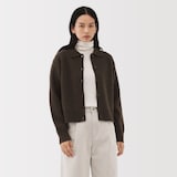 婦人　ヤク混襟付きカーディガン