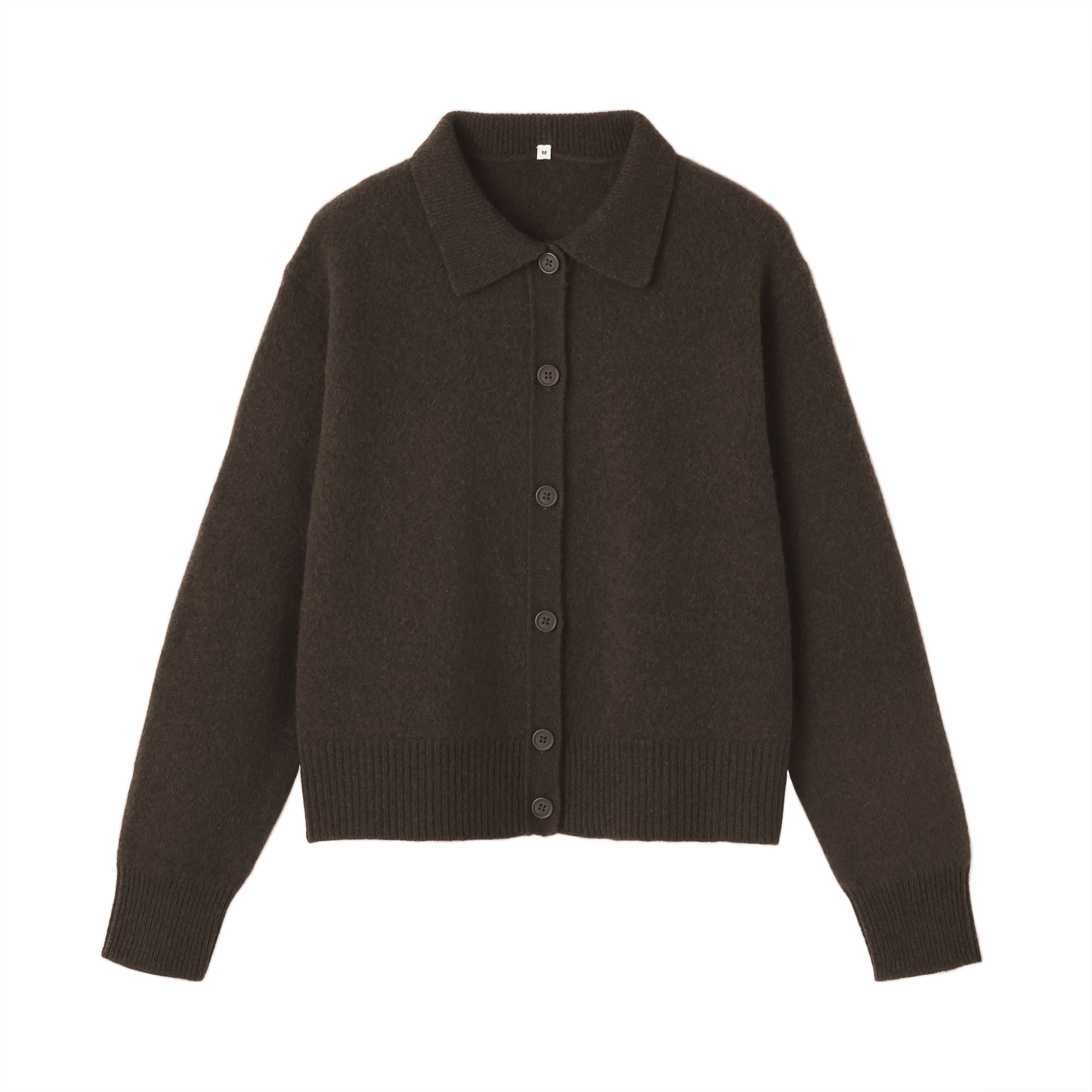 婦人　ヤク混襟付きカーディガン